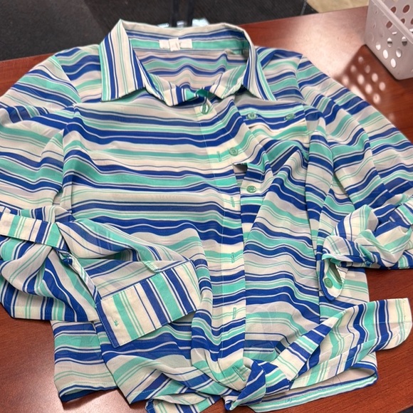 Mine sheer striped button down L // 061821 - Picture 1 of 2